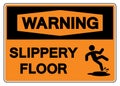 Warning Slippery Floor Symbol, Vector Illustration, Isolate white background Label. EPS10