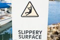 Warning: Slippery Surface sign Royalty Free Stock Photo
