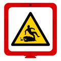 Warning Slippery Surface Symbol, Vector Illustration, Isolate white background Label. EPS10