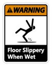 symbol Warning Slippery When Wet Sign on white background