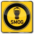 Warning of smog with gas mask