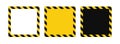 Warning square frame with yellow and black diagonal stripes. Rectangle warn frame. Yellow and black caution tape border Royalty Free Stock Photo