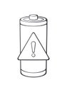 Warning status of electrical device accumulator. Outline icon. Vector illustration