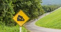 Warning steep road sign slope Royalty Free Stock Photo