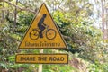 Warning street sign bicycle Thailand Royalty Free Stock Photo