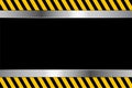 Warning stripe background with metal template. yellow caution stripe background Royalty Free Stock Photo