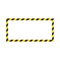 Warning striped frame, warning to be careful, potential danger, yellow & black stripes on the diagonal, vector template sign borde Royalty Free Stock Photo