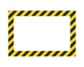 Warning striped frame, warning to be careful, potential danger, yellow & black stripes on the diagonal, vector template sign