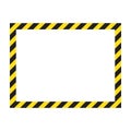 Warning striped frame, warning to be careful, potential danger, yellow & black stripes on the diagonal, vector template sign. Royalty Free Stock Photo
