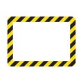 Warning striped frame, warning to be careful, potential danger, yellow & black stripes on the diagonal, vector template sign Royalty Free Stock Photo