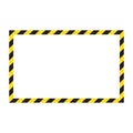 Warning striped frame, warning to be careful, potential danger, yellow & black stripes on the diagonal, vector template sign