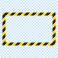 Warning striped rectangular background, warning to be careful, potential danger, yellow & black stripes on the diagonal, vector te Royalty Free Stock Photo