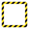 Warning striped square frame, warning to be careful, potential danger, yellow & black stripes on the diagonal, vector template sig Royalty Free Stock Photo