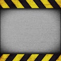 Warning stripes background with rusty plate Royalty Free Stock Photo