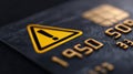 Warning Symbol on a Credit Card Detailed With Raised Letters Indicating Sensitive Information and Potential Security Royalty Free Stock Photo