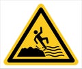 Warning to walk on rocks to be careful.,Sign