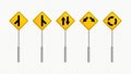 Warning Traffic Road Sign Collection Vector Illustration Template. 3D Realistic vector illustration of warning traffic road sign Royalty Free Stock Photo