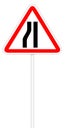 Warning traffic sign - Road narrows Royalty Free Stock Photo