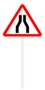 Warning traffic sign - Road narrows Royalty Free Stock Photo