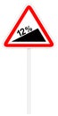 Warning traffic sign - Steep climb Royalty Free Stock Photo