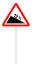 Warning traffic sign - Steep descent