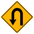 Warning traffic signs Hairpin curve to left on white background Royalty Free Stock Photo