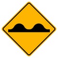 Warning traffic signs Uneven road on white background