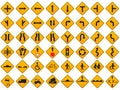 Warning Traffic Signs Vector Set Royalty Free Stock Photo