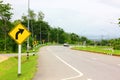 Warning traffic sing curve way on road Royalty Free Stock Photo