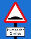 Warning triangle Distance over which road humps extend