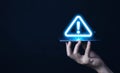 warning triangle and exclamation sign icon Warning of dangerous problems Server error. Virus. Maintenance concept. caution Royalty Free Stock Photo