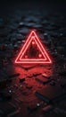 Warning triangle glowing red on circuit board Royalty Free Stock Photo