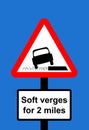 Warning triangle soft verges traffic sign