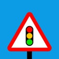 Warning triangle traffic signals ahead