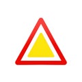 Warning triangle with yellow center and red border indicating caution or alert Royalty Free Stock Photo