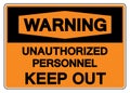 Warning Unauthorized Personnel Keep Out Symbol Sign,Vector Illustration, Isolate On White Background Label. EPS10 Royalty Free Stock Photo