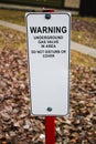 Warning underground gas valve do not disturb or cover sign