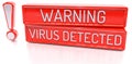 Warning Virus Detected - 3d banner, on white background Royalty Free Stock Photo