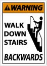 Warning Walk Down Stairs Backwards Sign