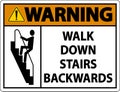 Warning Walk Down Stairs Backwards Sign