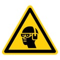 Warning Wear Chemical Goggles and Ear Muffs Symbol Sign ,Vector Illustration, Isolate On White Background Label. EPS10 Royalty Free Stock Photo