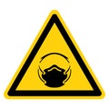 Warning Wear Dust Mask Protection Symbol Sign, Vector Illustration, Isolate On White Background Label. EPS10 Royalty Free Stock Photo