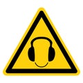 Warning Wear Ear Protection Symbol Sign, Vector Illustration, Isolated On White Background Label. EPS10