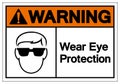 Warning Wear Eye Protection Symbol Sign ,Vector Illustration, Isolate On White Background Label. EPS10 Royalty Free Stock Photo