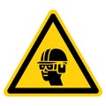 Warning Wear Hard Hat, Chemical Goggles and Ear Muffs Symbol Sign ,Vector Illustration, Isolate On White Background Label. EPS10