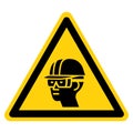 Warning Wear Hard Hat and Chemical Goggles Symbol Sign ,Vector Illustration, Isolate On White Background Label. EPS10 Royalty Free Stock Photo