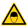 Warning Wear Head Protection Symbol Sign,Vector Illustration, Isolated On White Background Label. EPS10