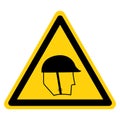 Warning Wear Head Protection Symbol ,Vector Illustration, Isolate On White Background Label .EPS10 Royalty Free Stock Photo