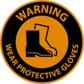 Warning Wear Protective Footwear Sign On White Background