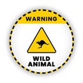 Warning wild animal of road sign of crossing. Circle shape of warning signg vector illustration Royalty Free Stock Photo